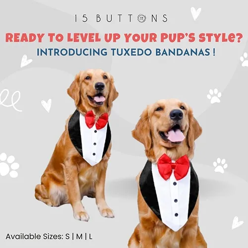 15buttons Tuxedo Bandana for Dogs