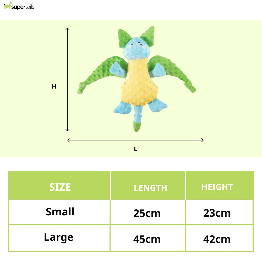 Barkbutler Pookie The Dragon Plush Toy for Dogs | For Medium Chewers (Blue)