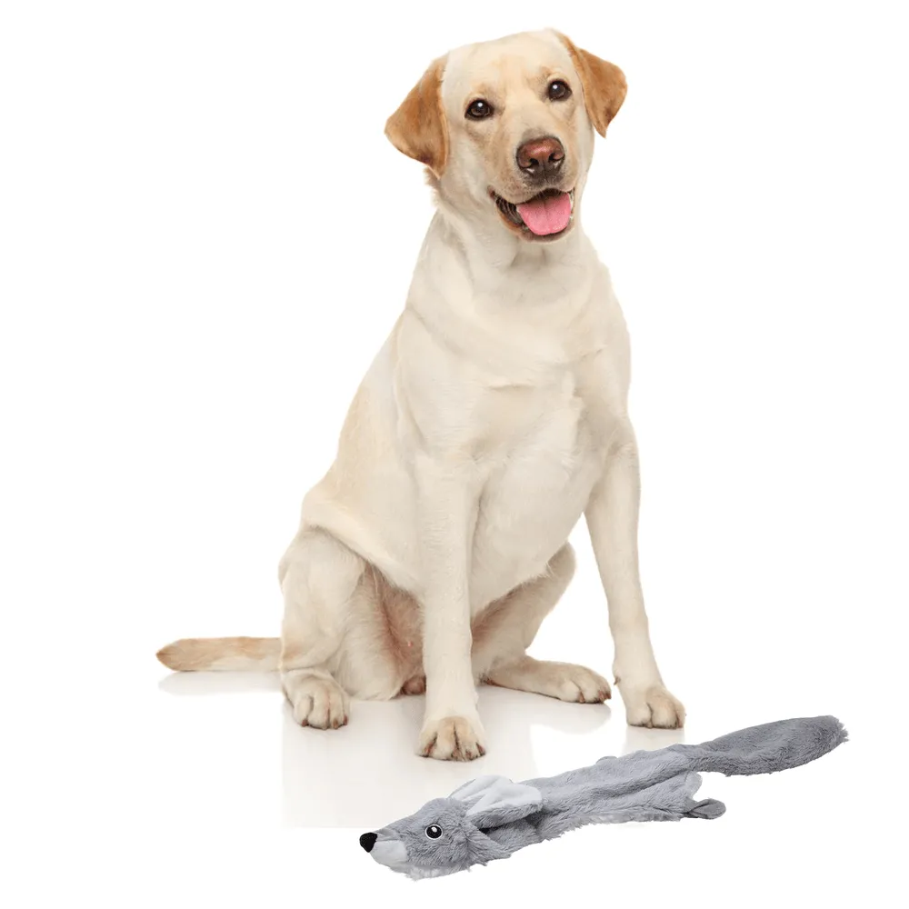 Barkbutler x Fofos Skinneez Rabbit Interactive Squeaky Toy for Dogs (Grey)