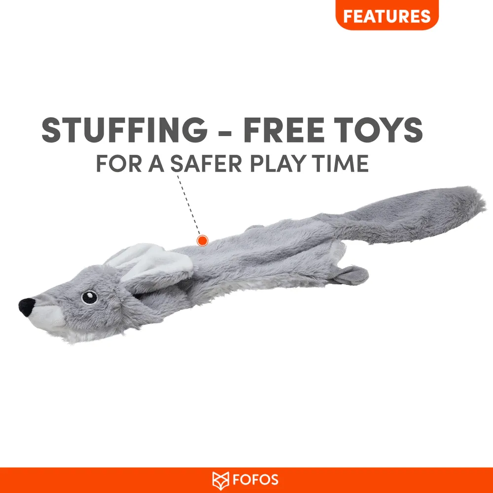 Barkbutler x Fofos Skinneez Rabbit Interactive Squeaky Toy for Dogs (Grey)