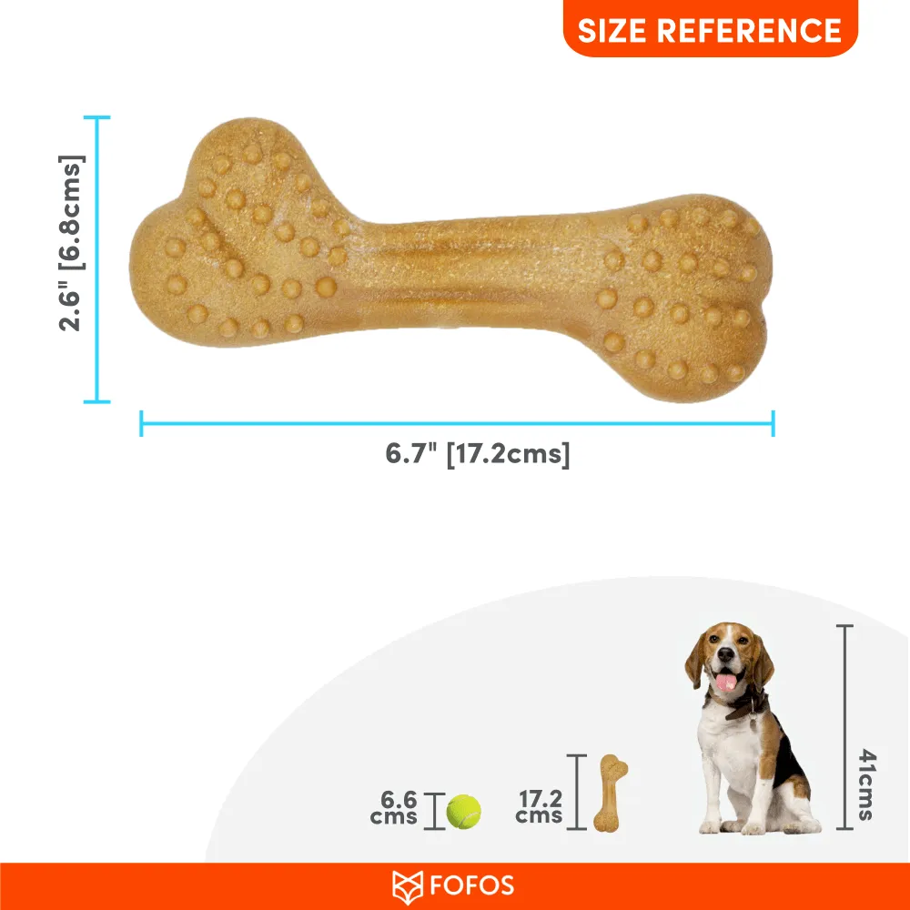 Barkbutler x Fofos Woodplay Brush Bone Toy for Dogs | For Aggressive Chewers (Brown)
