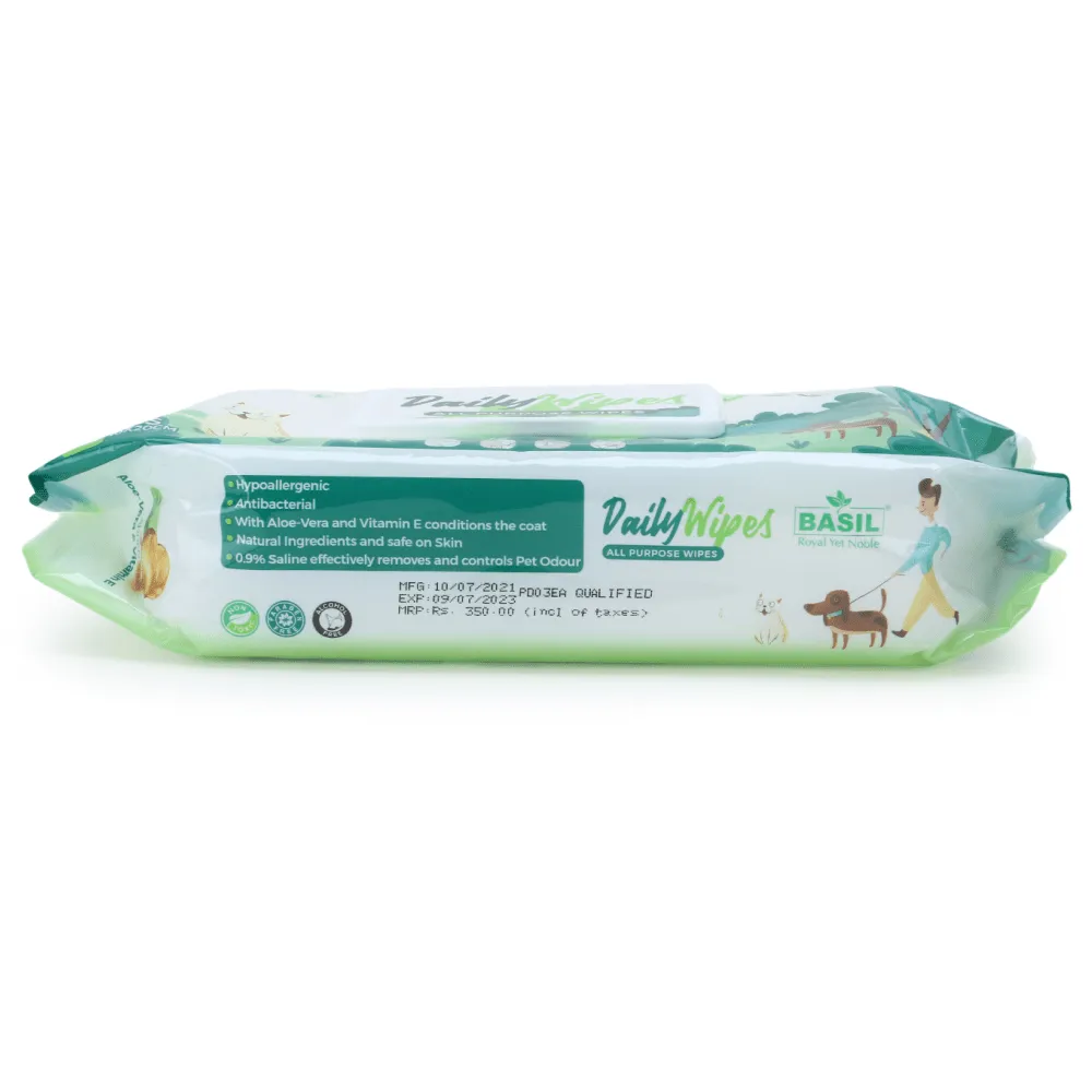 Basil All Purpose Wet Wipes for Dogs and Cats (18x20 cm)