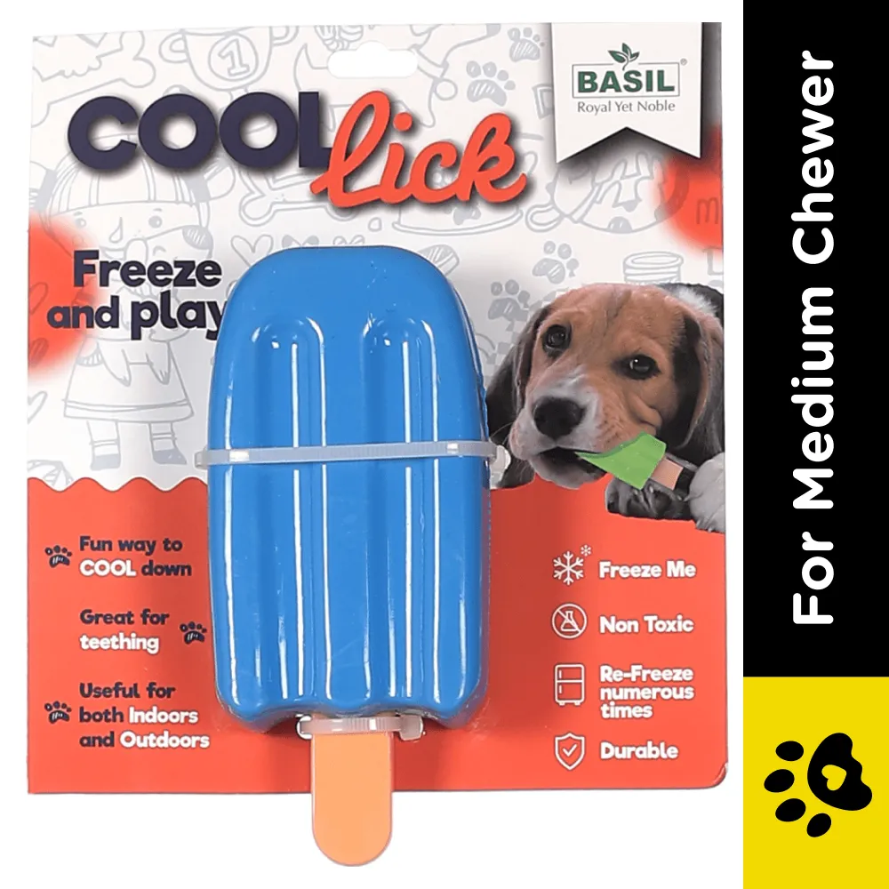 Basil Ice Cream Shaped Cool Lick Silicon Chew Toy for Dogs (Blue)