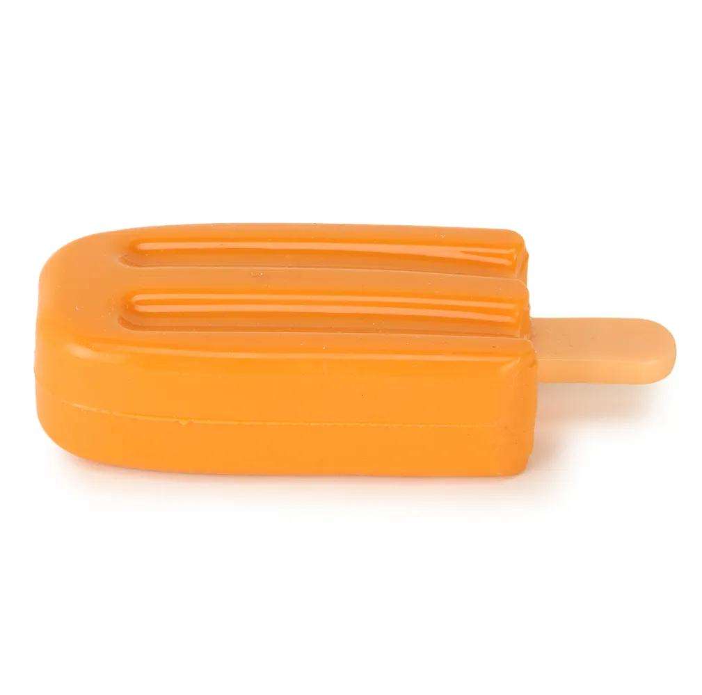 Basil Ice Cream Shaped Cool Lick Silicon Chew Toy for Dogs (Orange)