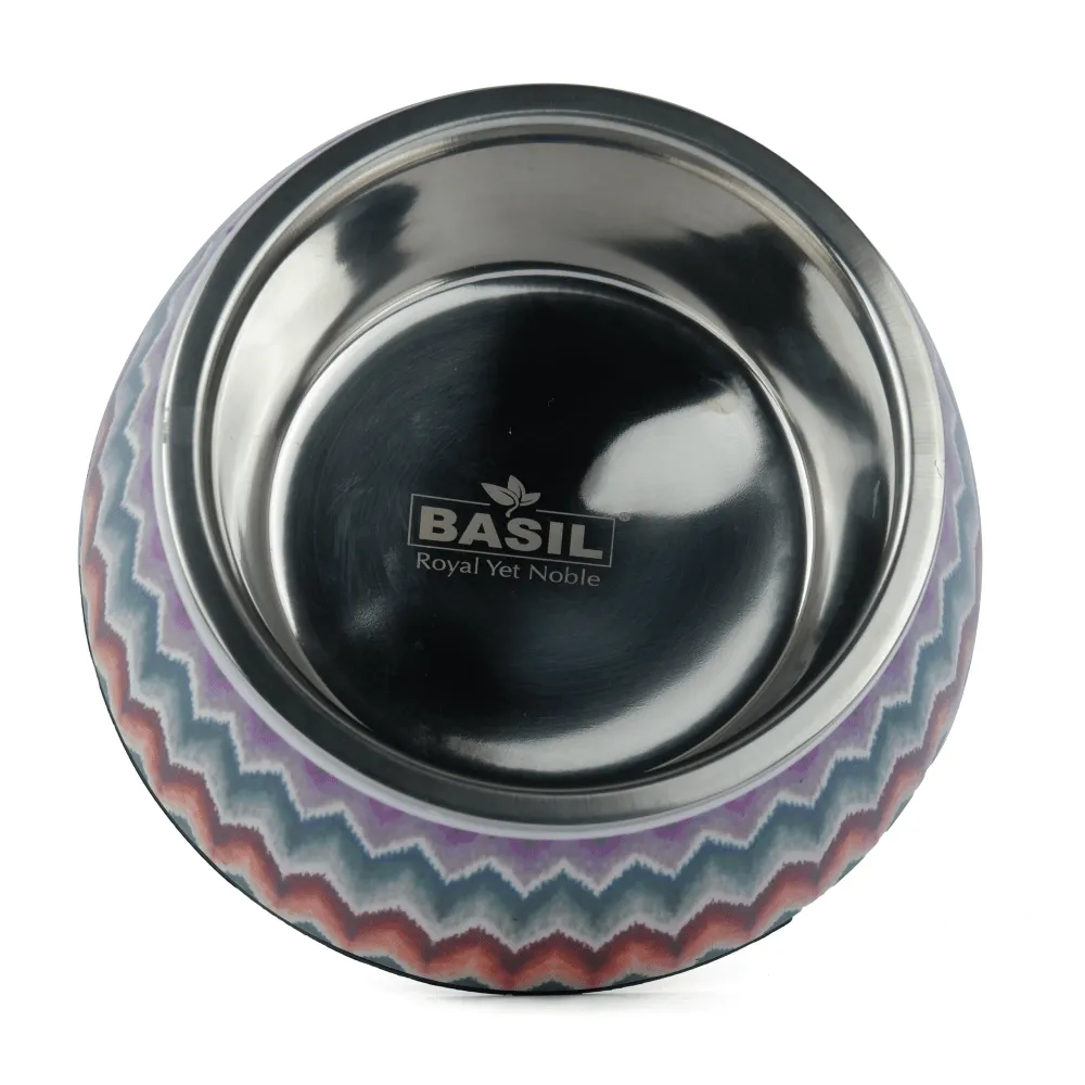 Basil Multizig Print Melamine Bowl for Dogs and Cats