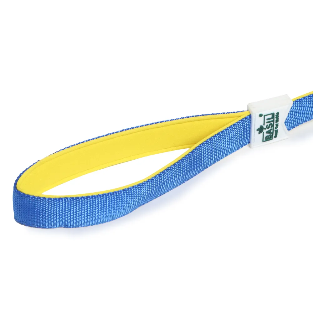 Basil Nylon Padded Leash for Dogs (Blue)