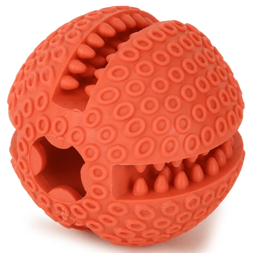 Basil Treat Dispensing Solid Chew Ball Toy for Dogs (Orange)