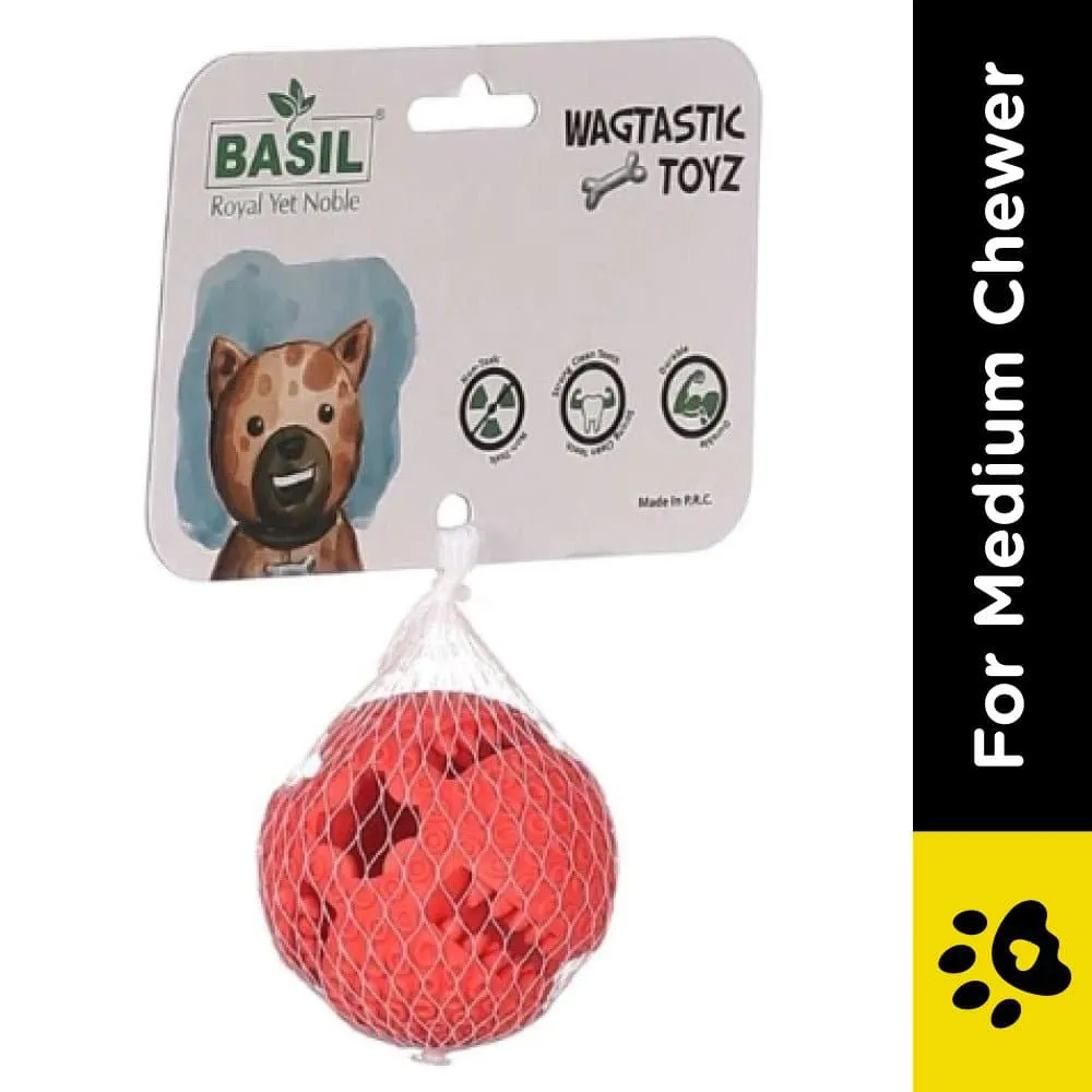 Basil Treat Dispensing Solid Chew Ball Toy for Dogs (Orange)