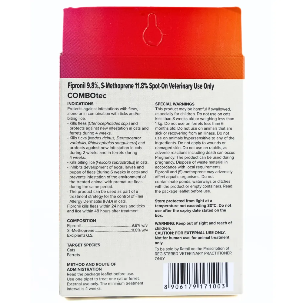 Beaphar Fipronil/s Methoprene Tick & Flea Spot On Combotec for Cats