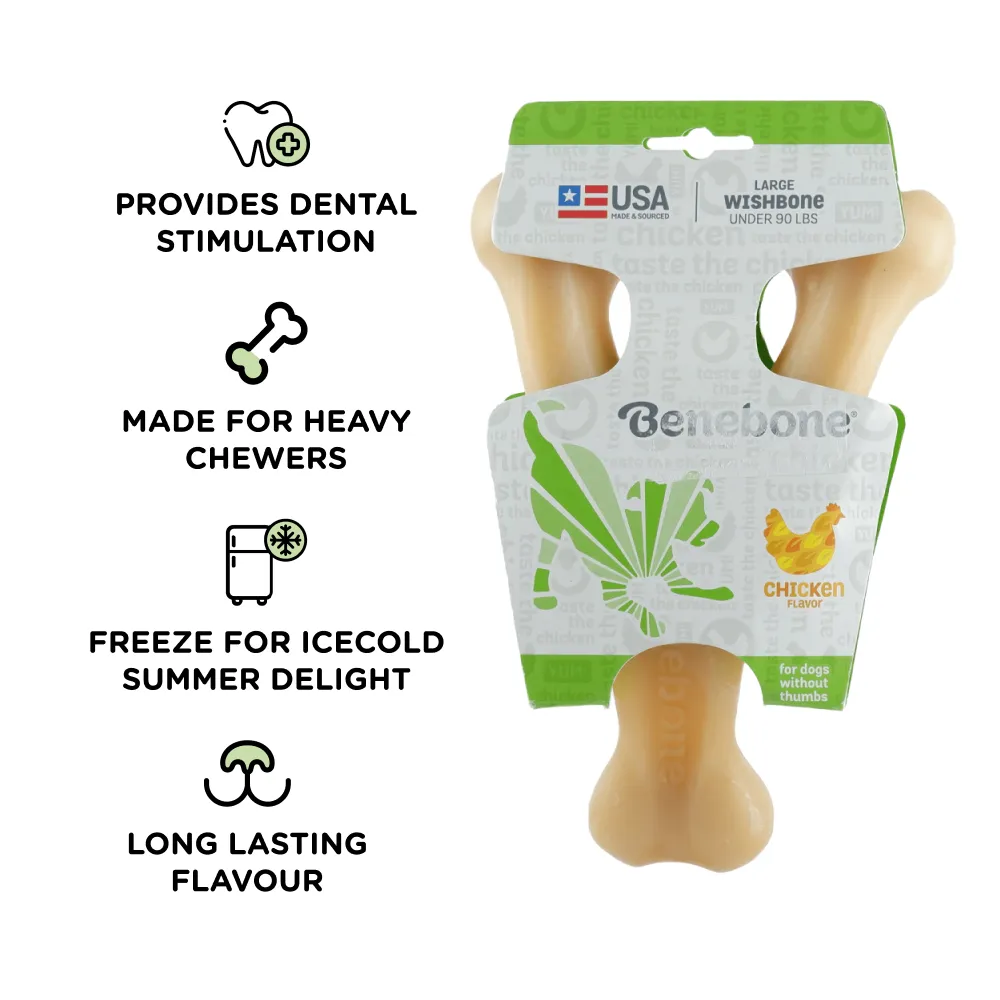 Benebone Chicken Flavored Wishbone Chew Toy for Dogs | For Aggressive Chewers