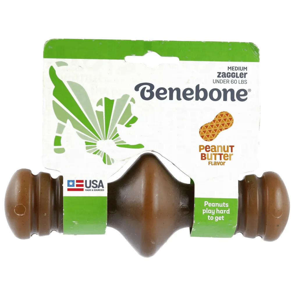 Benebone Peanut Butter Flavored Zaggler Chew Toy for Dogs | For Aggressive Chewers (Buy 1 Get 1)