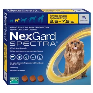 Boehringer Ingelheim Nexgard Spectra Tick & Flea Tablet (Afoxolaner & Milbemycin Oxime) (3.5 to 7.5kg) for Dogs