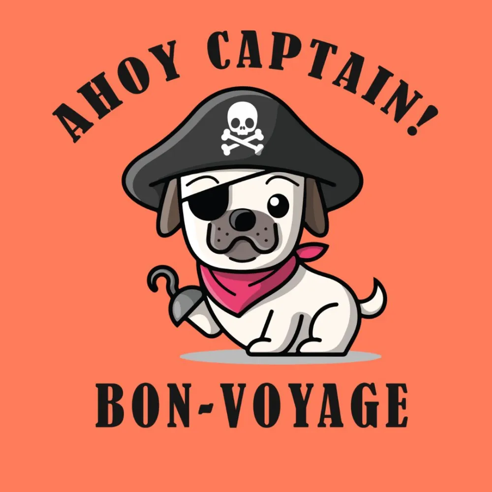 Cheeku Ahoy Captain Graphic Cotton T Shirt for Dogs and Cats (Orange)
