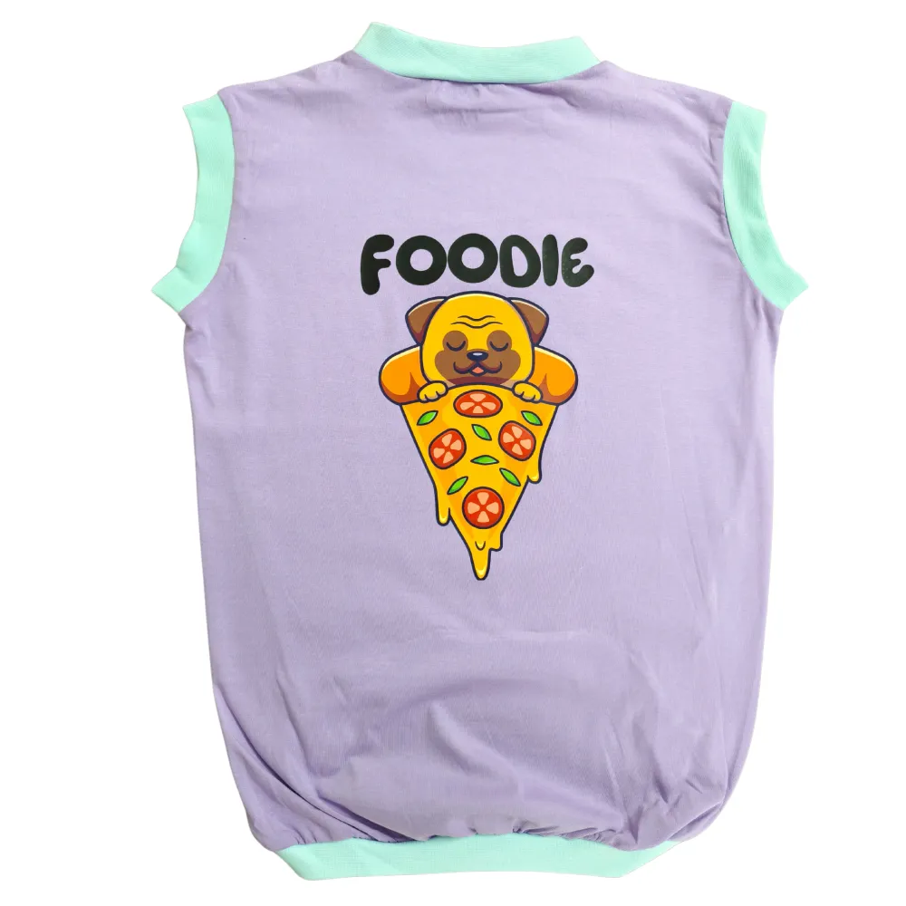 Cheeku Foodie Graphic Cotton T Shirt for Dogs and Cats (Lavender)
