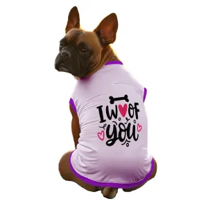 Cheeku I Woof You Graphic Cotton T Shirt for Dogs and Cats (Lavender)