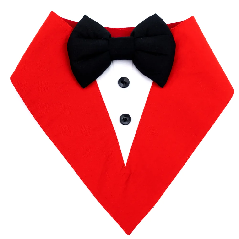 Dogobow Tuxedo Bandana for Dogs (Red) (Get a Bow Free)