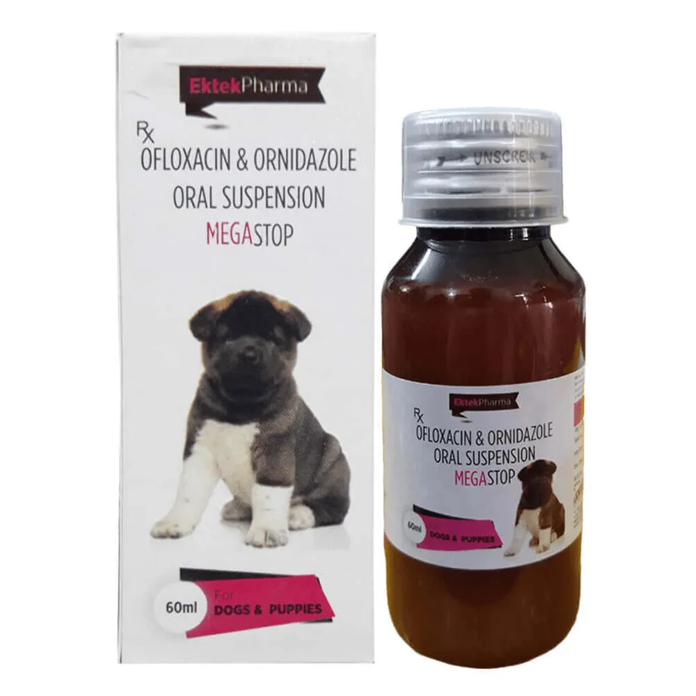 Ek Tek Mega Stop Syrup (Ofloxacin & Ornidazole) for Dogs and Puppies (60ml)
