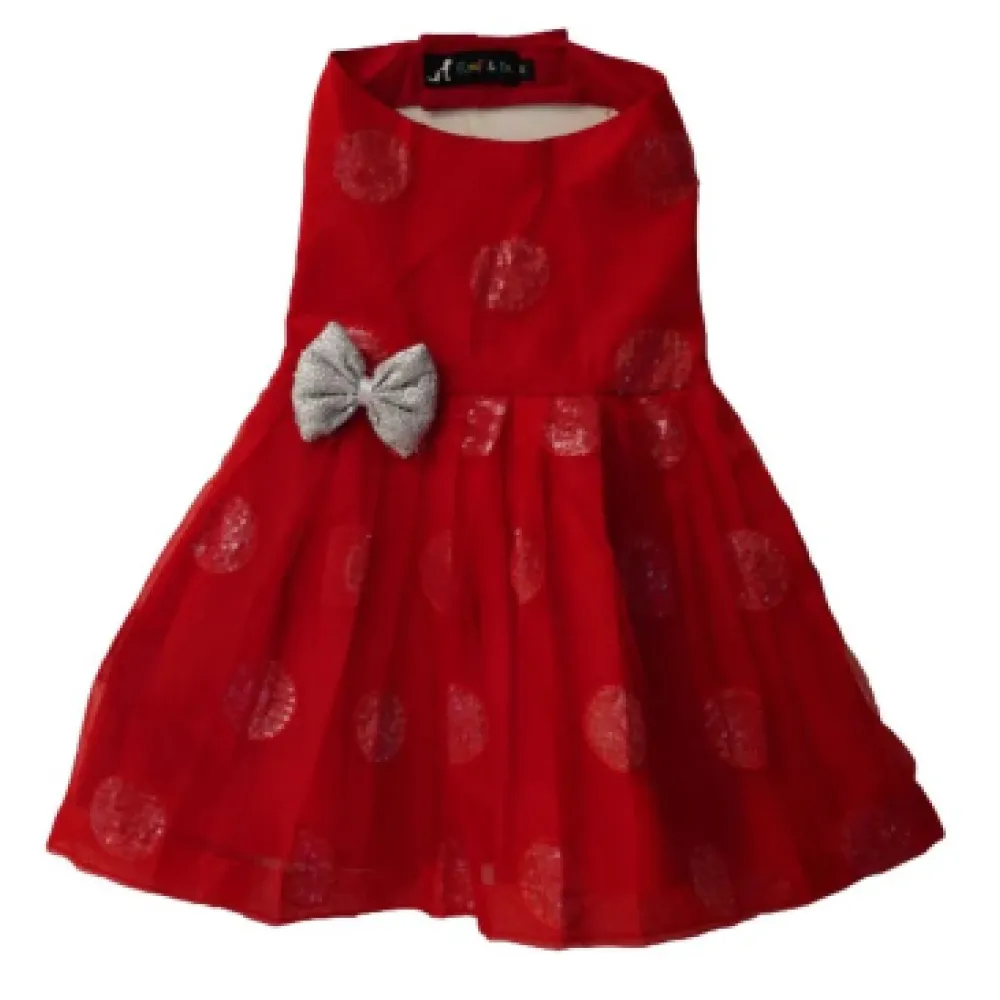 Floof & Co Frock for Dogs (Red & Silver)