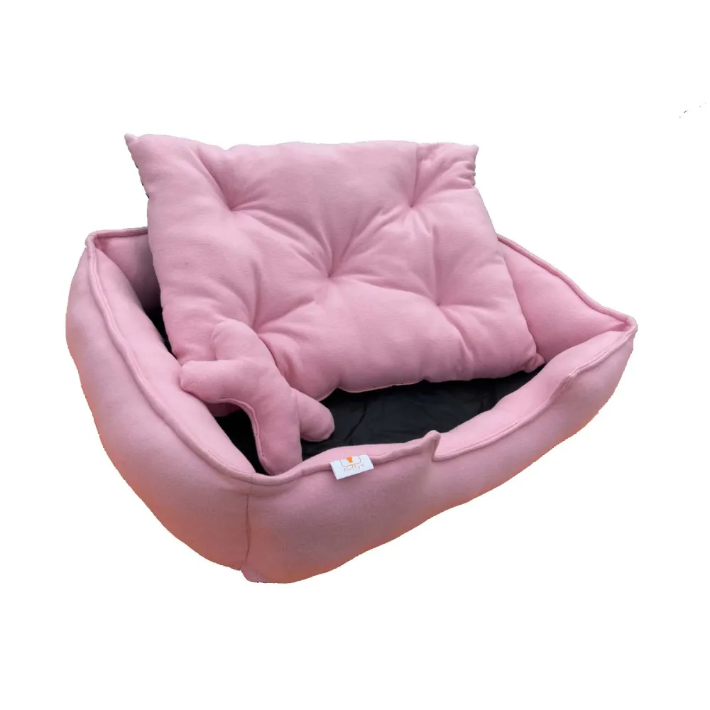 Fluffy's Luxurious Reversible Polyester Filled Bed for Dogs and Cats (Pink)