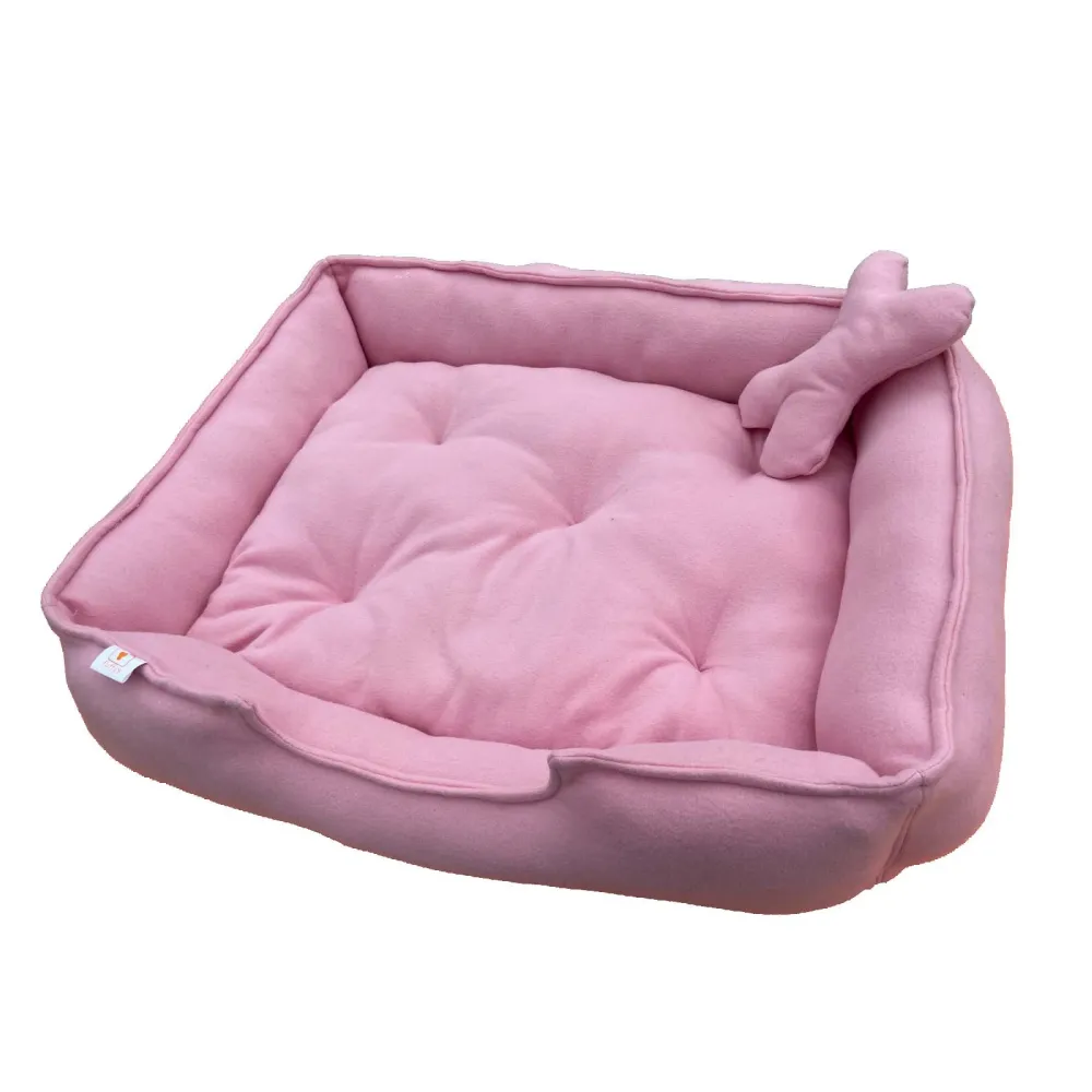 Fluffy's Luxurious Reversible Polyester Filled Bed for Dogs and Cats (Pink)