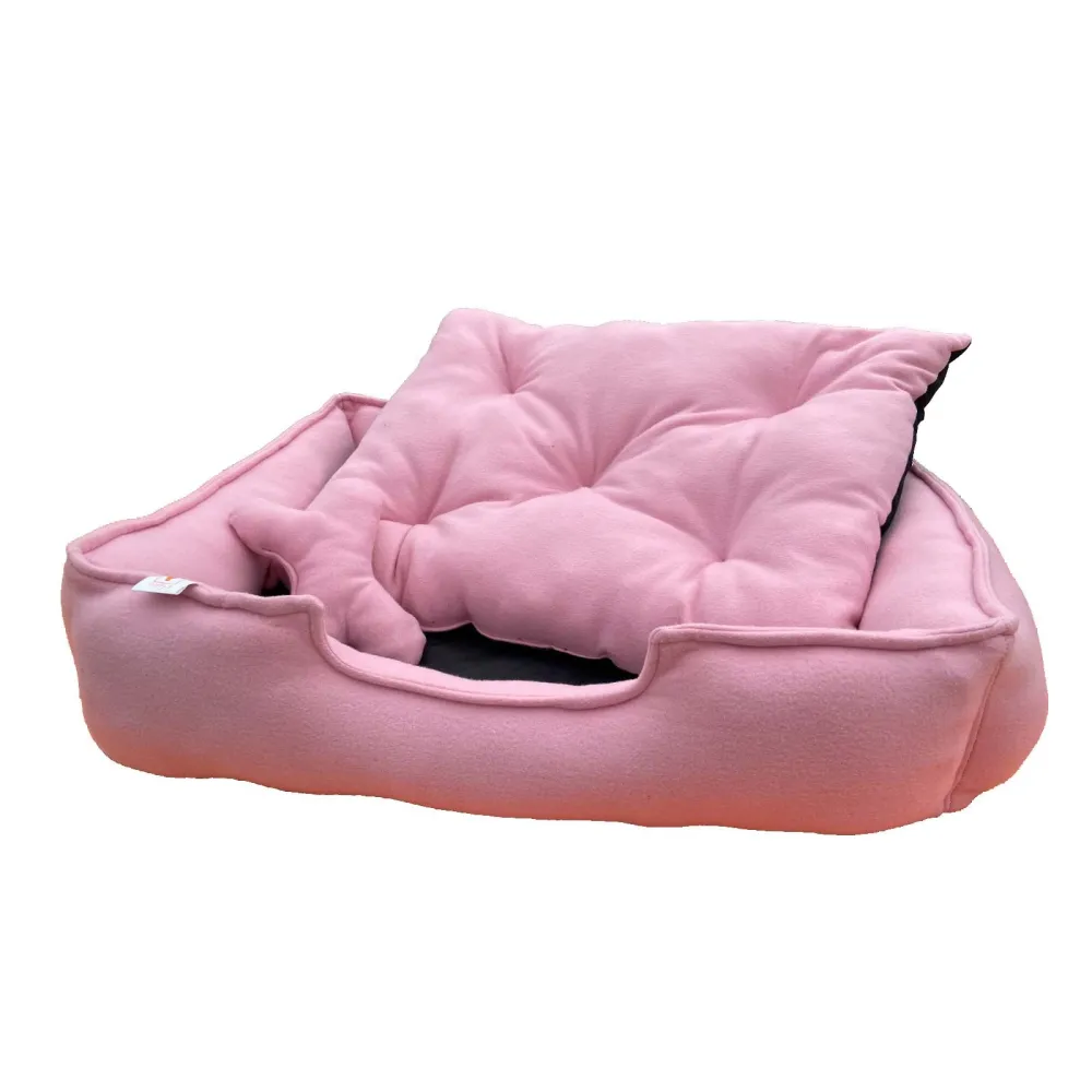 Fluffy's Luxurious Reversible Polyester Filled Bed for Dogs and Cats (Pink)