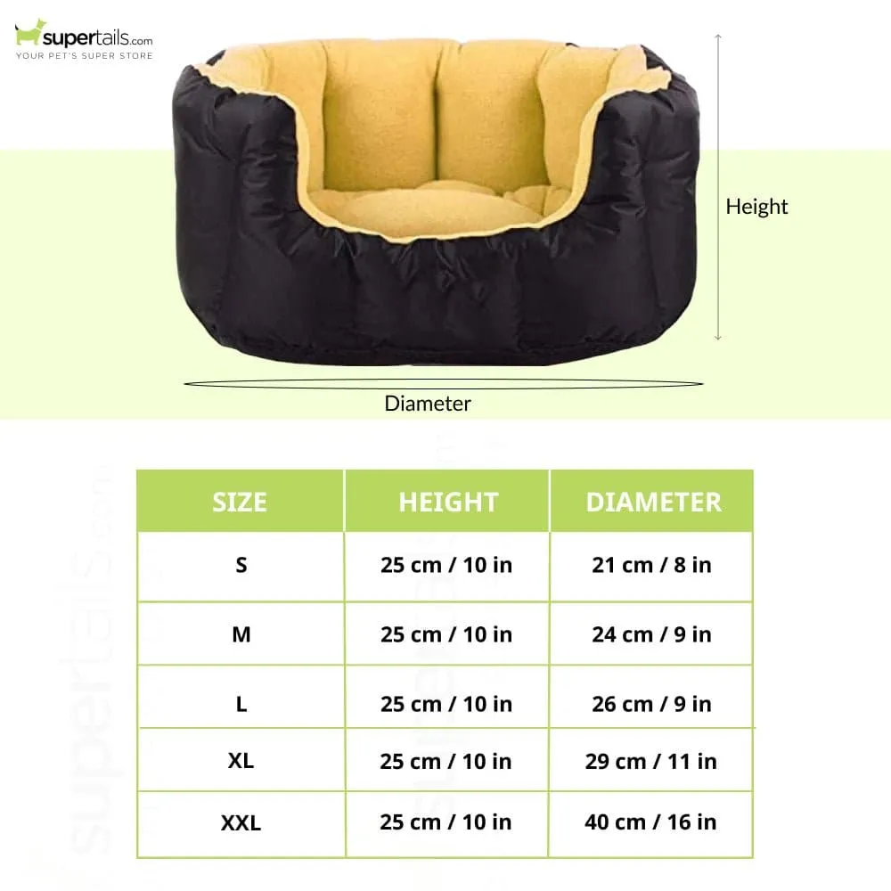 Fluffy's Pawsome Reversable Dual Color Ultra Soft Ethnic desingner Bed for Dogs and Cats (Beige & Black)
