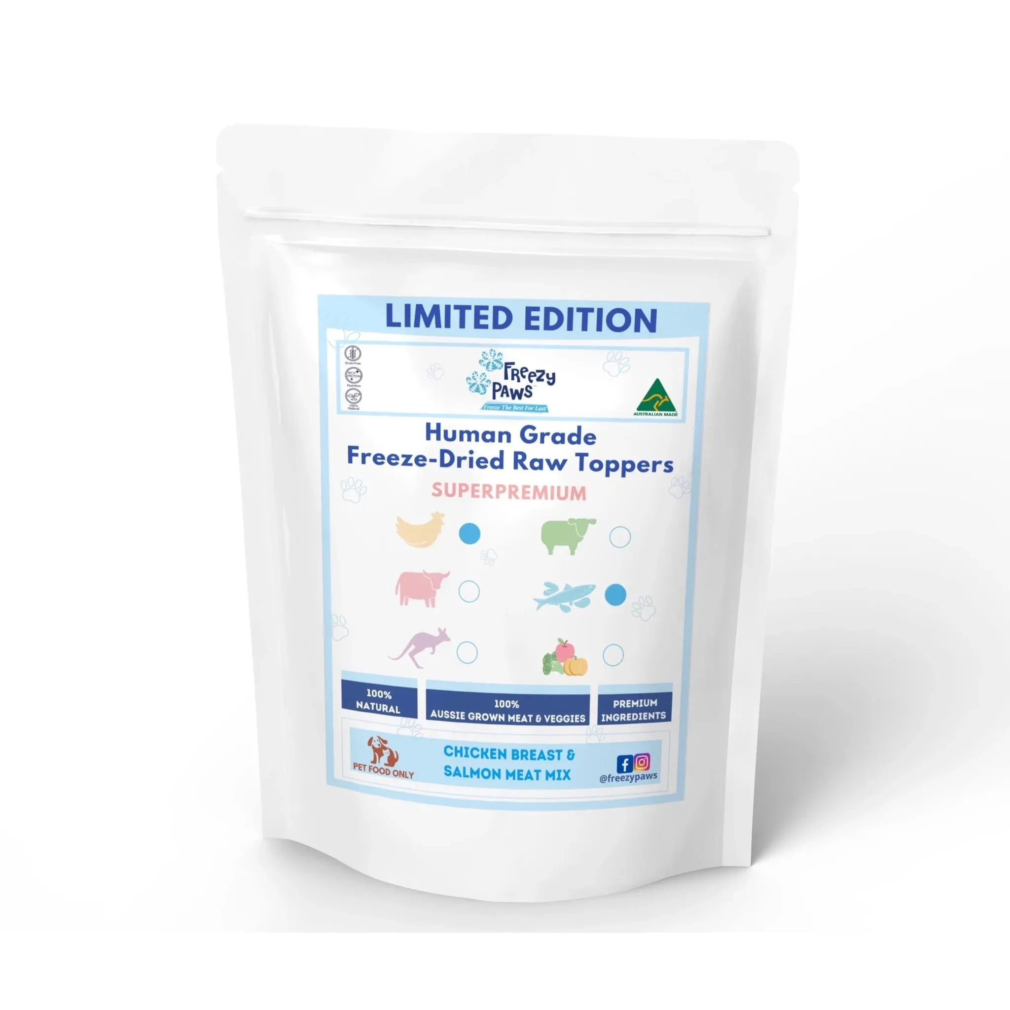Freezy Paws Freeze Dried Chicken and Salmon Topper Mix for Dogs and Cats 80g ( _ )