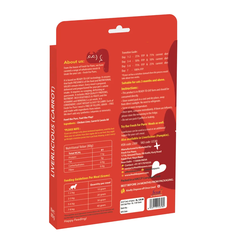 Fresh For Purrs Liverlicious Carrot Supplement for Cats