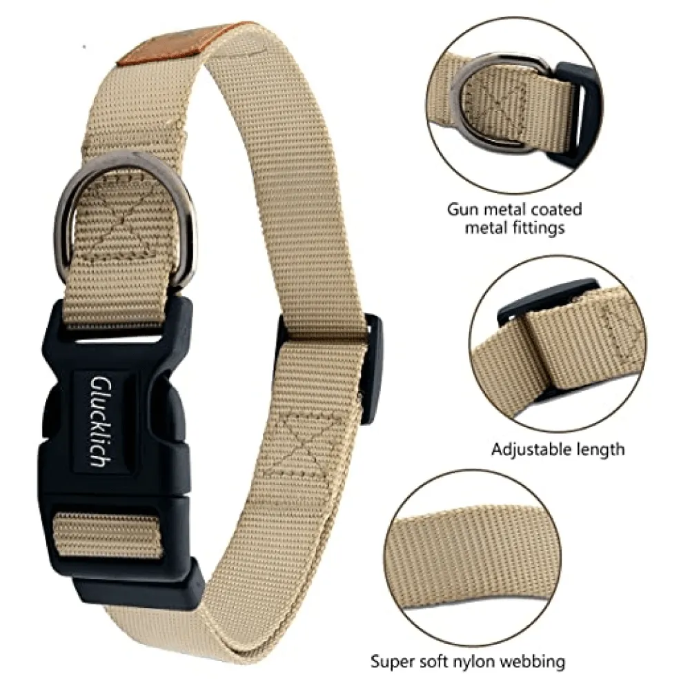 Glucklich Pet Essentials Classic Nylon Collar for Dogs (Beige)