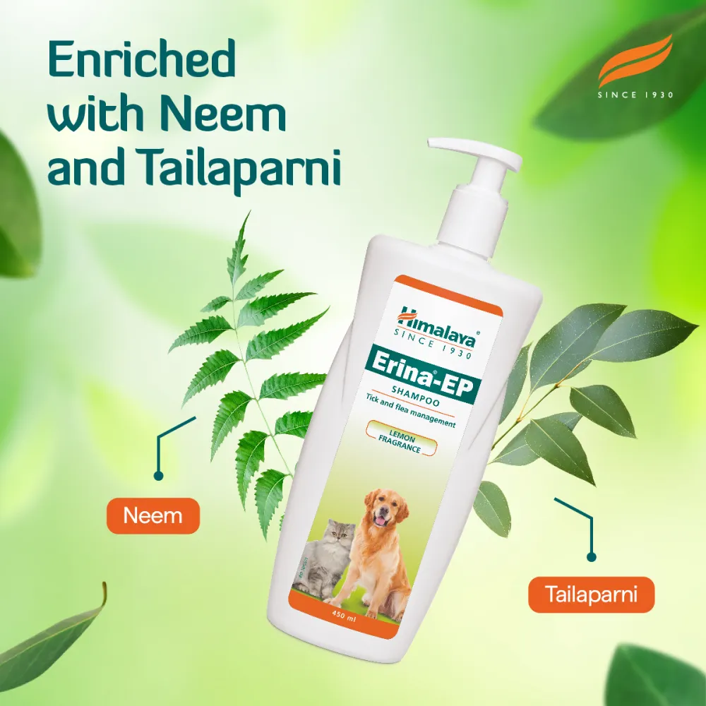 Himalaya Digestive Stimulant Digyton Drops and Erina EP Tick and Flea Shampoo for Dogs and Cats Combo