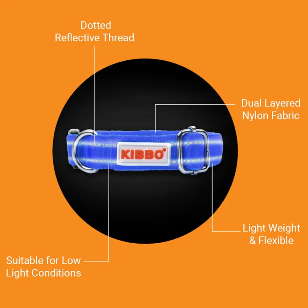 Kibbo Premium Reflective Padded With Soft Mesh Padding & Adjustable Design Collar for Dogs (Orange)