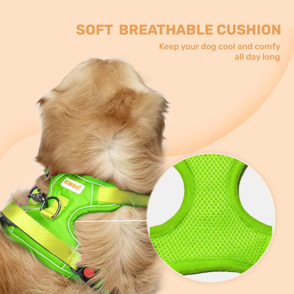 Kibbo Reflective Vest Harness with Dual Lock Buckle for Dogs (Parrot Green)