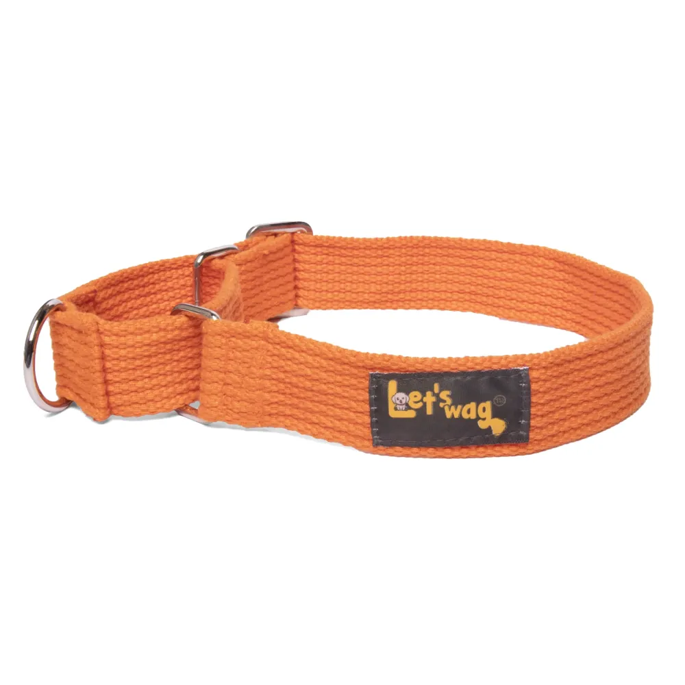 Let's Wag Martingale Fabric Collar for Dogs (Orange)