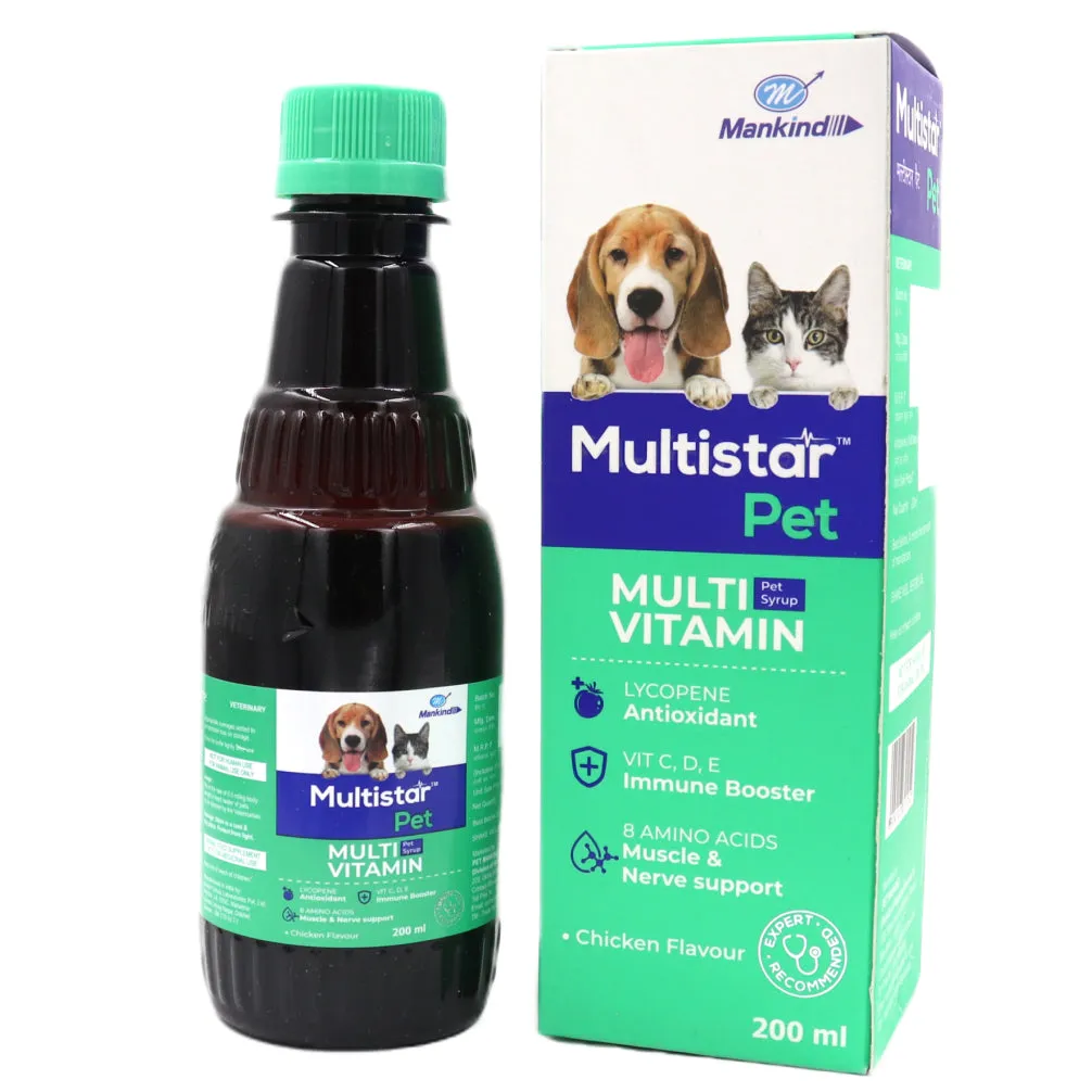 Mankind Multistar Pet Syrup Multivitamin Supplements for Dogs and Cats (200ml)