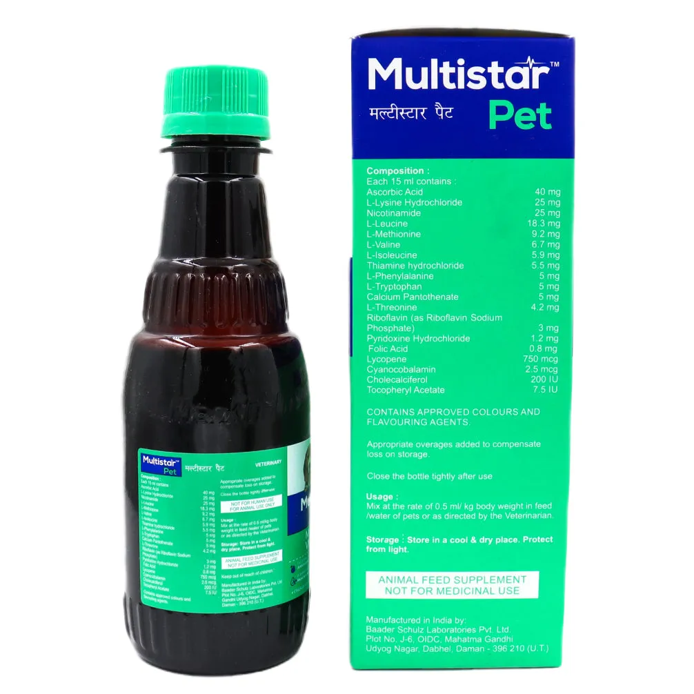 Mankind Multistar Pet Syrup Multivitamin Supplements for Dogs and Cats (200ml)
