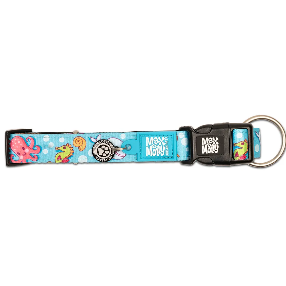 Max and Molly Blue Ocean Smart ID Collar for Dogs (Blue)