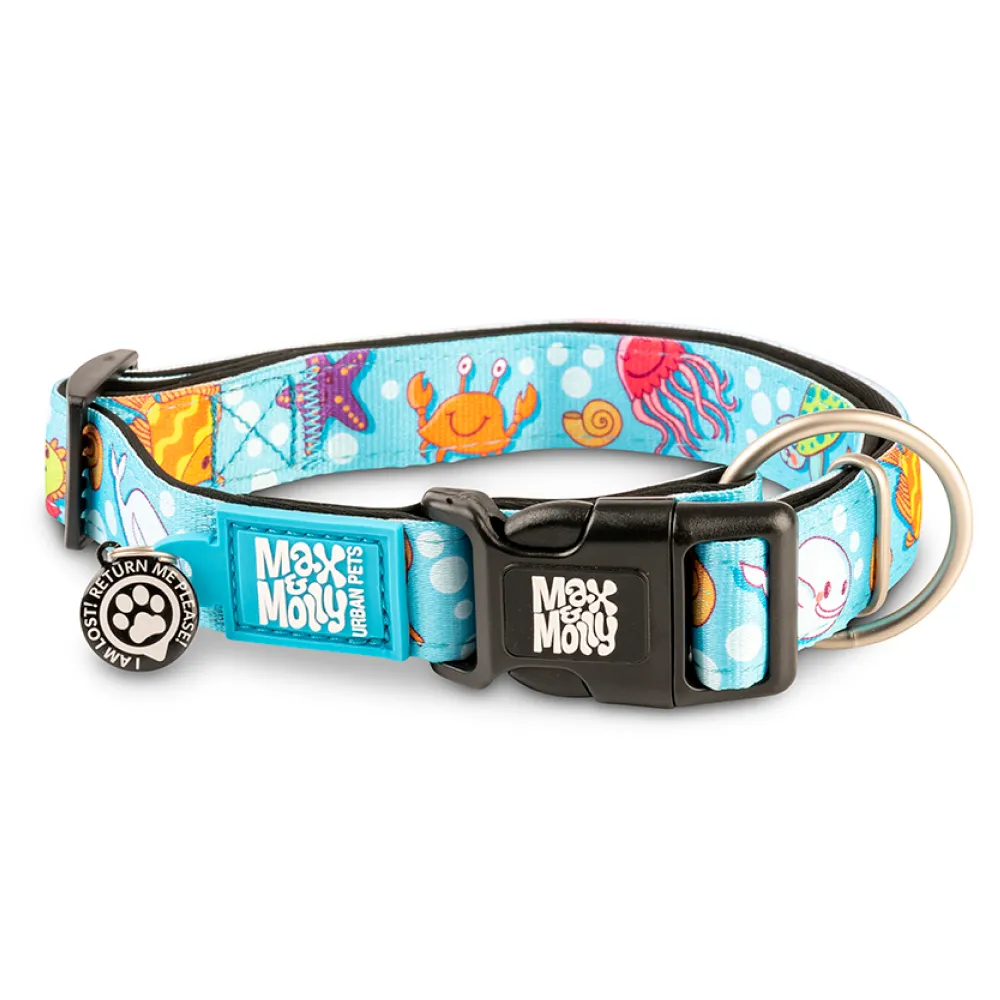 Max and Molly Blue Ocean Smart ID Collar for Dogs (Blue)