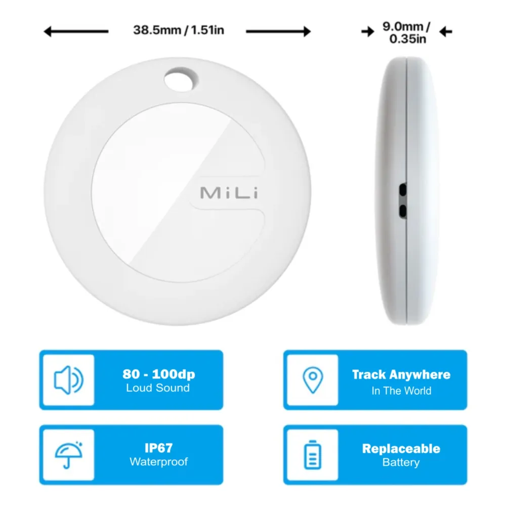 Mitag Anti Loss Device with Keychain for Dogs and Cats (White) | IOS