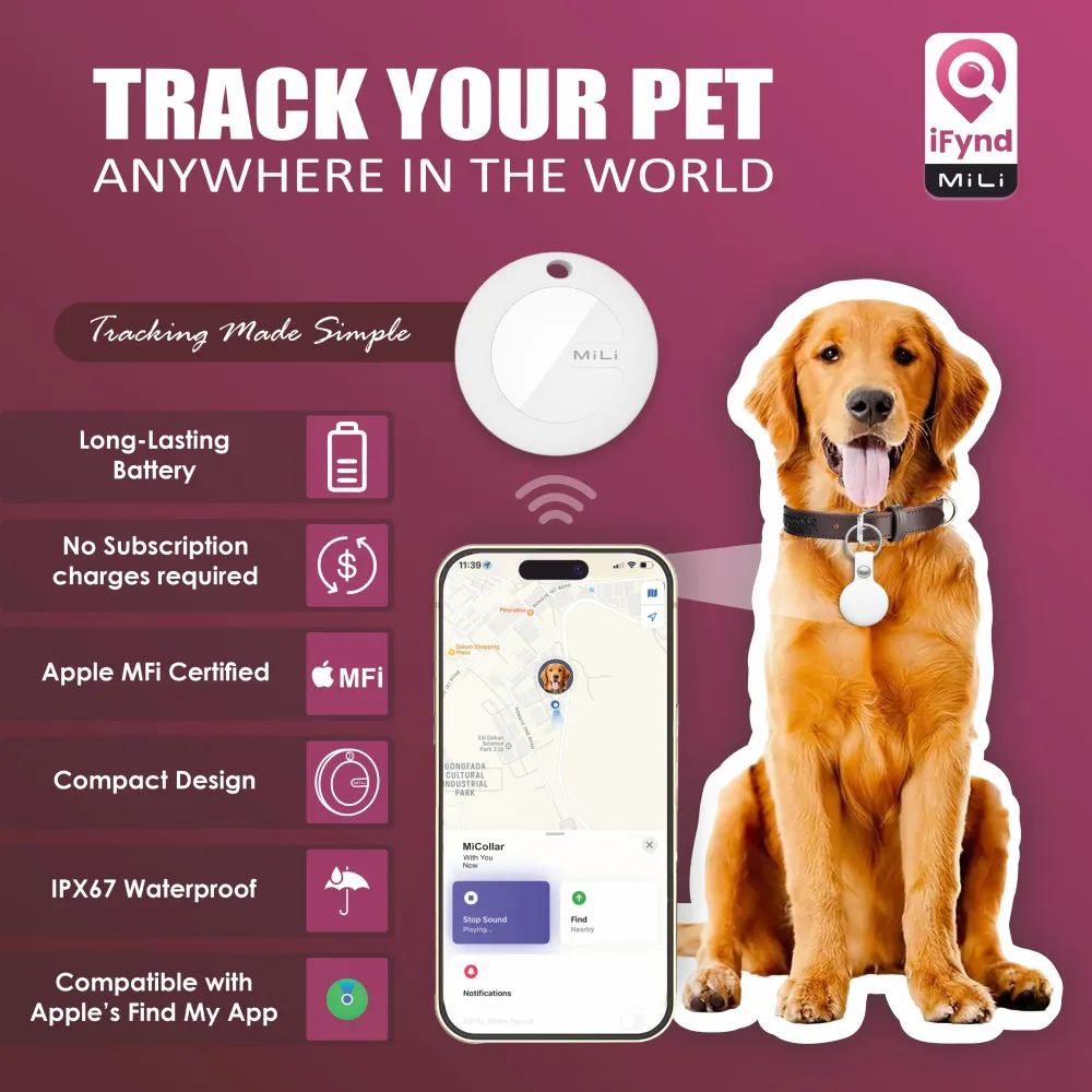 Mitag Anti Loss Device with Keychain for Dogs and Cats (White) | IOS