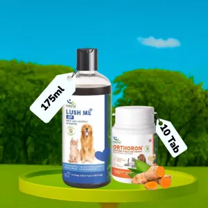 Natural Remedies Lush Me Up Anti Hairfall Shampoo & Orthoron Joint Supplement Dogs & Cats Combo