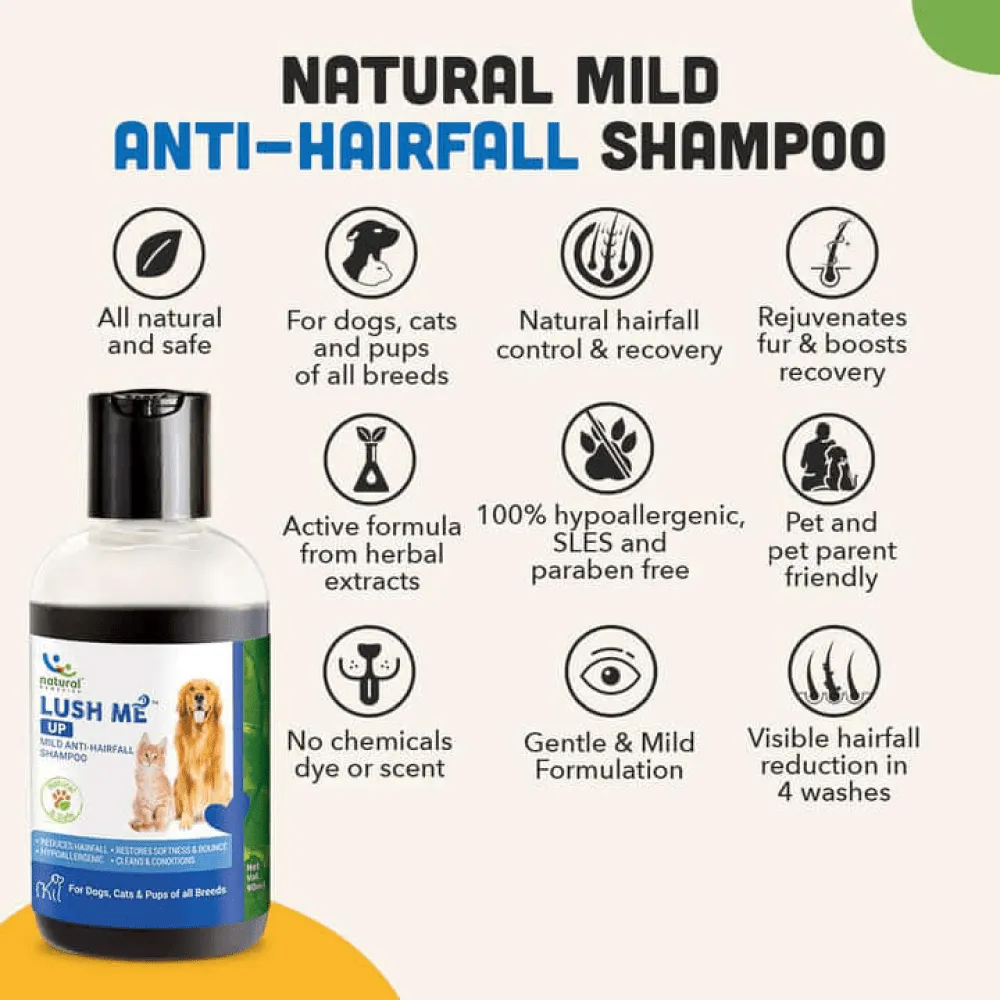 Natural Remedies Lush Me Up Anti Hairfall Shampoo & Orthoron Joint Supplement Dogs & Cats Combo