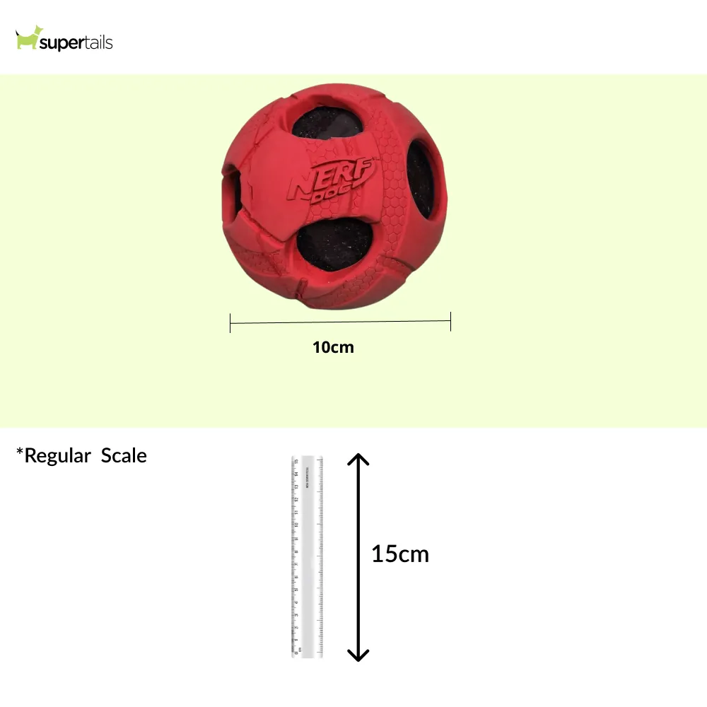 Nerf Bash Transparent TPR Classic Squeak Ball Toy for Dogs (Red)