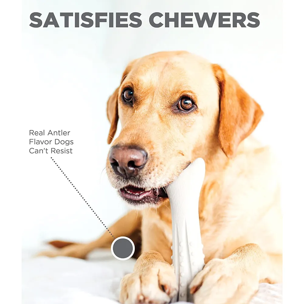 Outward Hound Petstages Deerhorn Durable Chew Toy for Dogs (White)