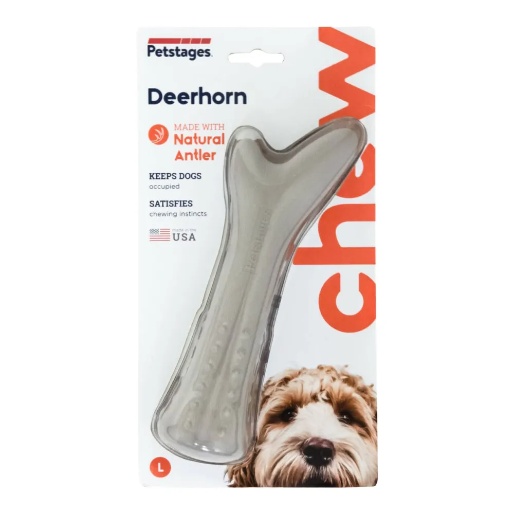 Outward Hound Petstages Deerhorn Durable Chew Toy for Dogs (White)