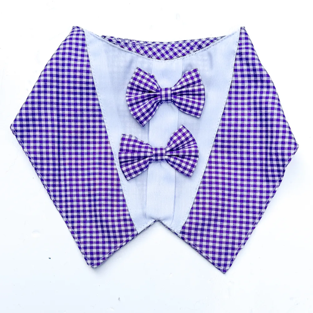 Pawgypets Casual Check Bandana for Dogs and Cats (Purple)