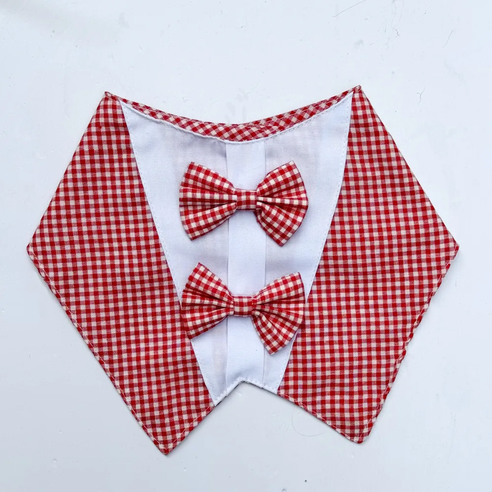 Pawgypets Casual Check Bandana for Dogs and Cats (Red)