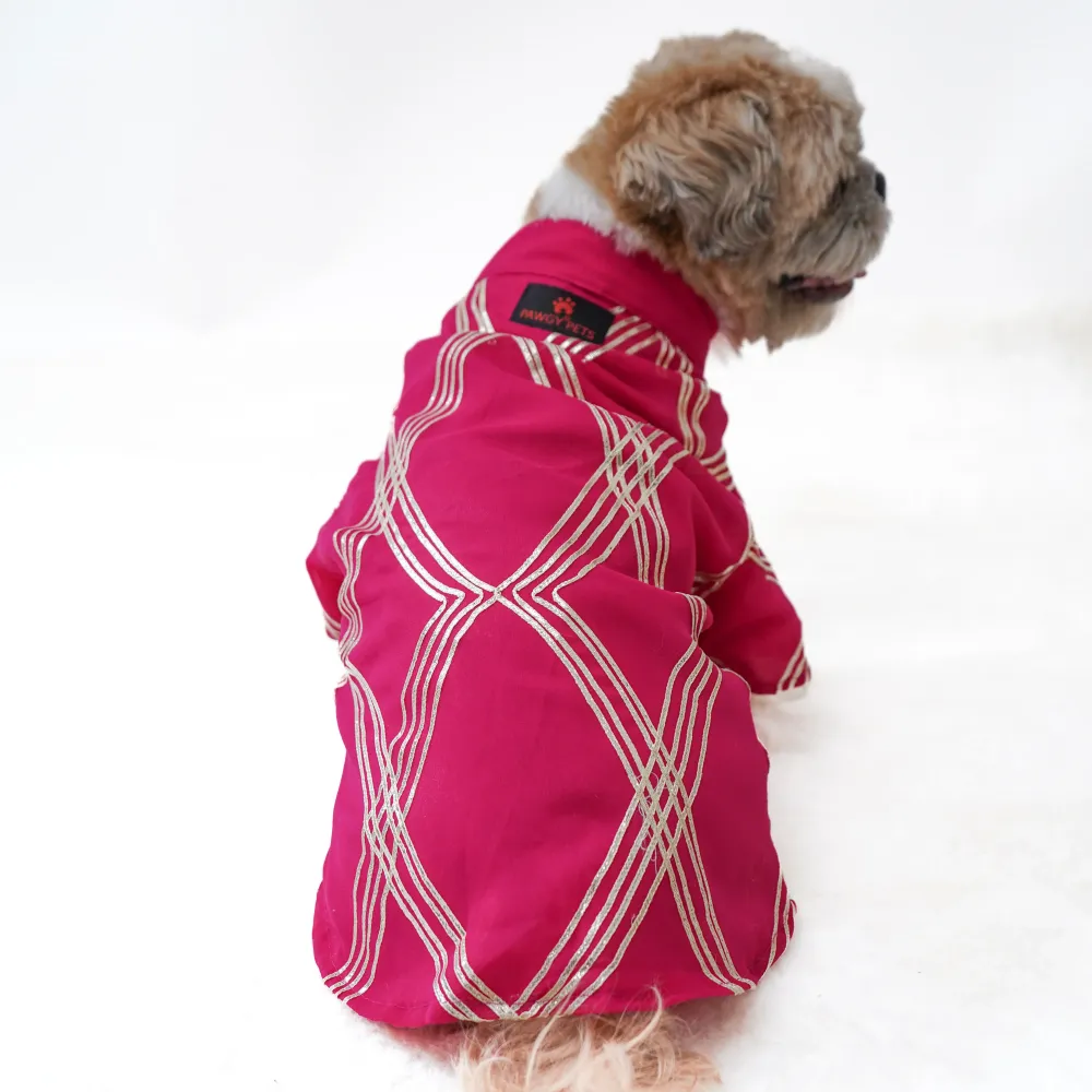 Pawgypets Festive Gota Shirt for Dogs (Hot Pink)