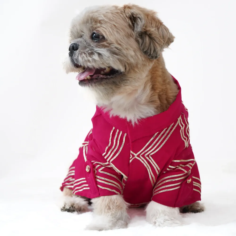 Pawgypets Festive Gota Shirt for Dogs (Hot Pink)
