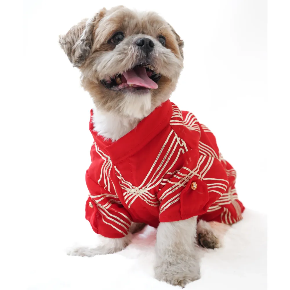 Pawgypets Festive Gota Shirt for Dogs (Red)