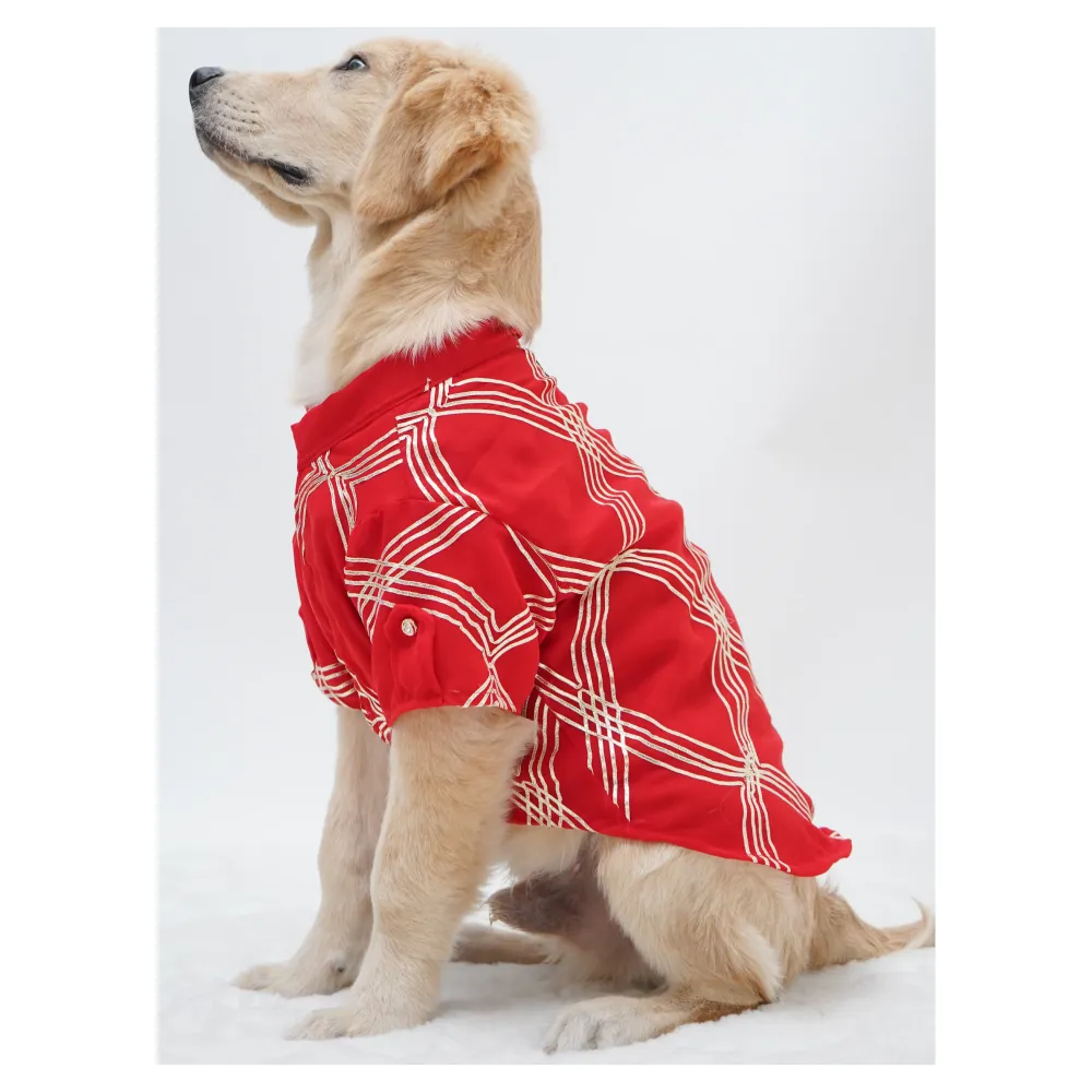 Pawgypets Festive Gota Shirt for Dogs (Red)